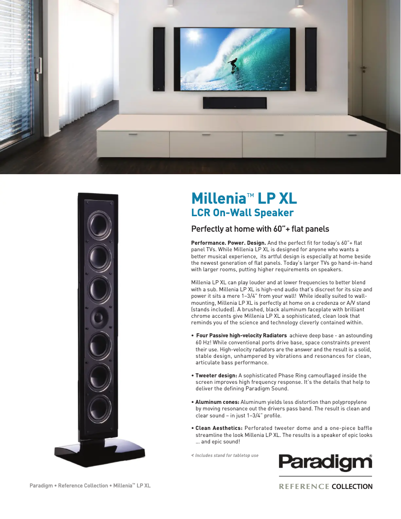 Page 1 de la notice Fiche technique Paradigm Millenia LP XL