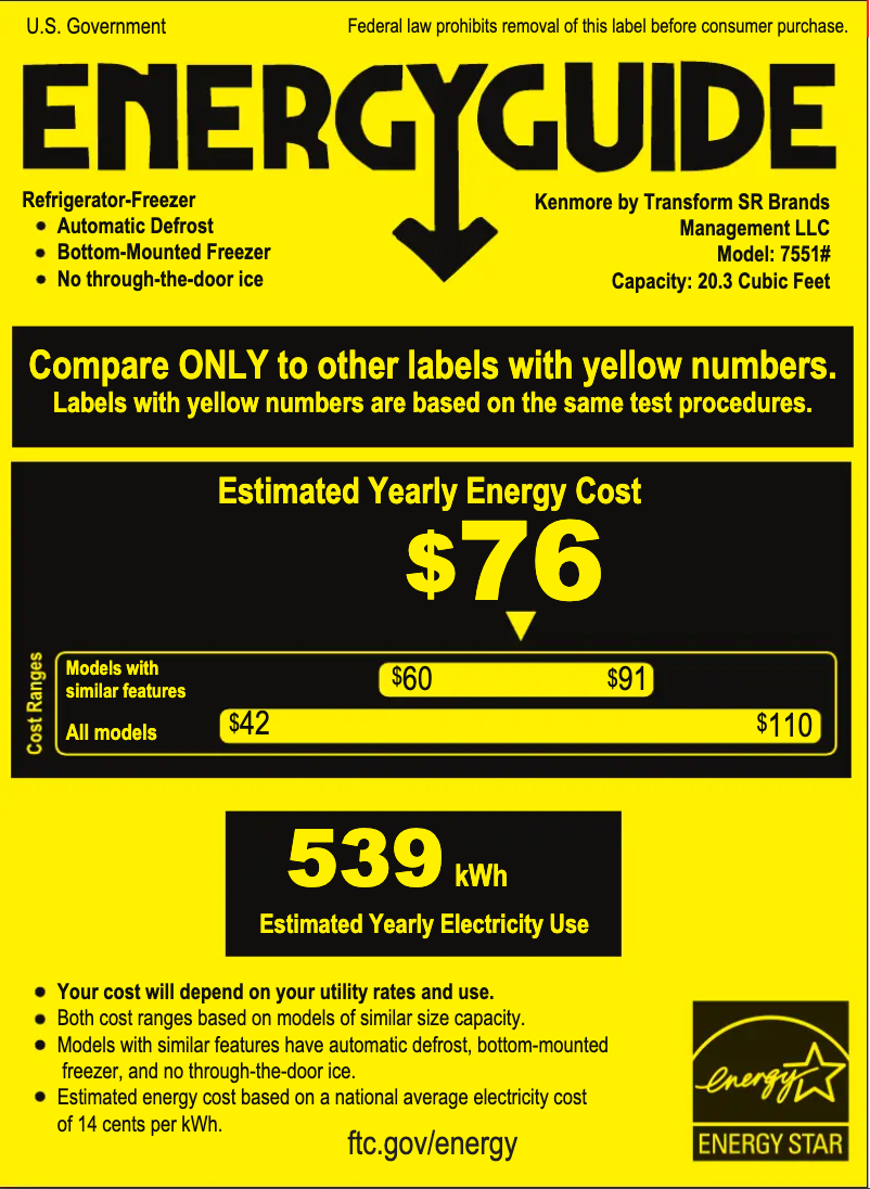 Page 1 de la notice Manuel utilisateur Kenmore 75515