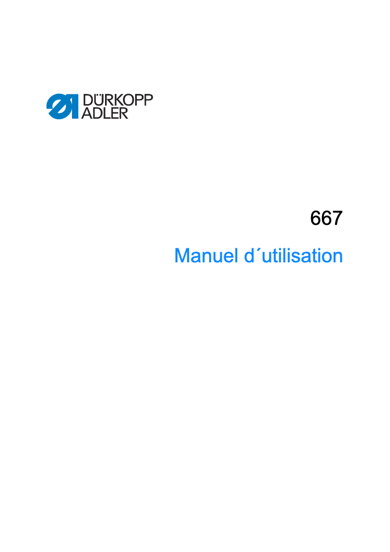 Page n°1 - Manuel utilisateur Dürkopp Adler 667