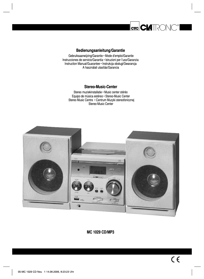 Page 1 de la notice Manuel utilisateur Clatronic MC 1029 CD/MP3