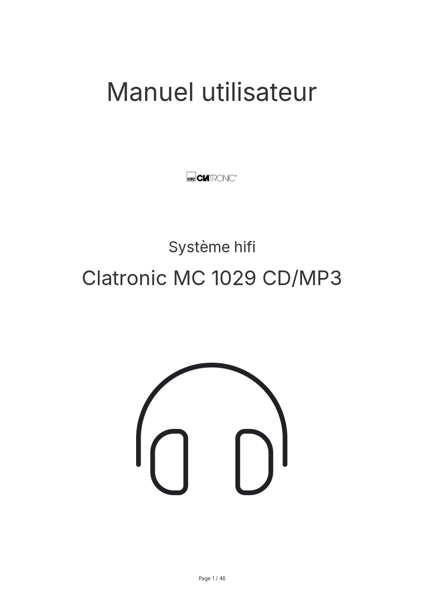 Page n°1 - Manuel utilisateur Clatronic MC 1029 CD/MP3