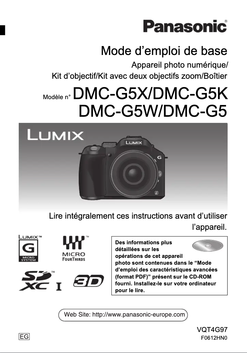 Image de la première page du manuel de l'appareil Lumix DMC-G5