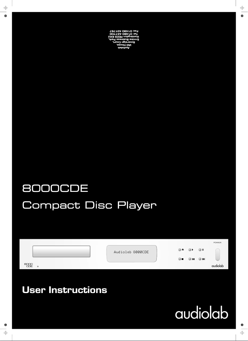 Page n°1 - Manuel utilisateur Audiolab 8000CDE