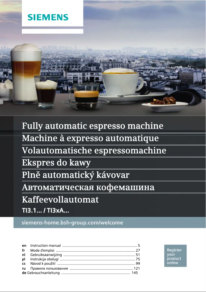 Page n°1 - Manuel utilisateur Siemens EQ.3 s100 TI301209RW