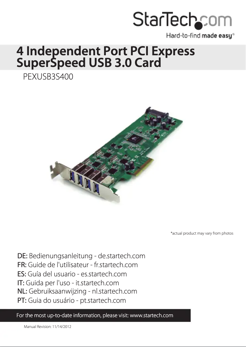 Image de la première page du manuel de l'appareil PEXUSB3S400