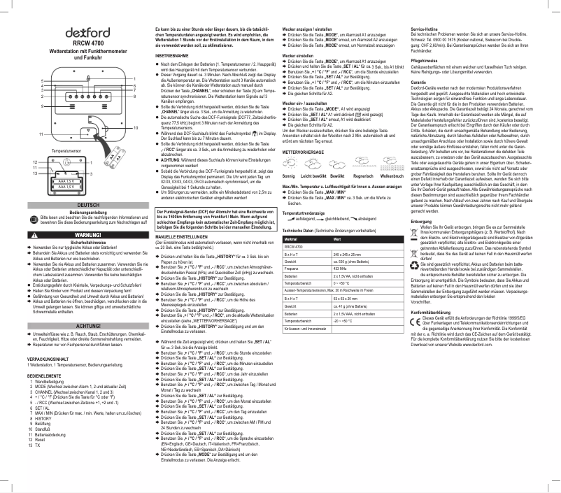 Page 1 de la notice Manuel utilisateur Dexford RRCW4700