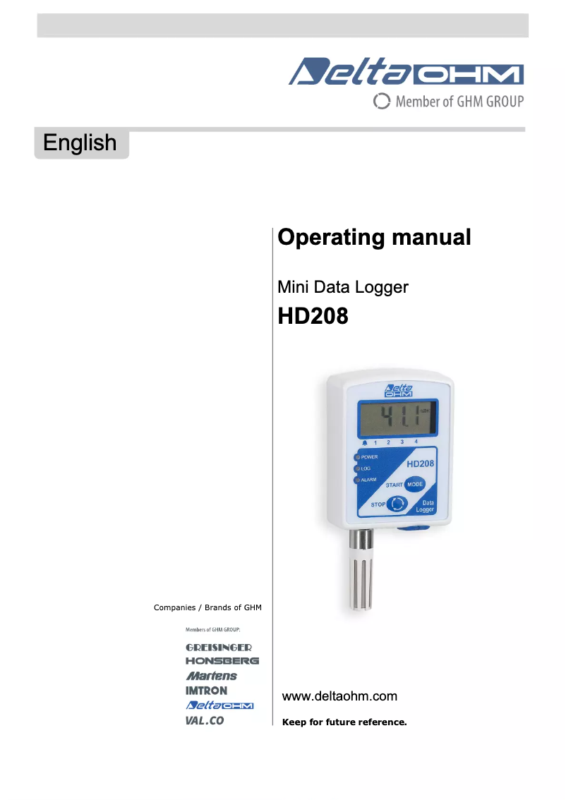 Image de la première page du manuel de l'appareil HD208