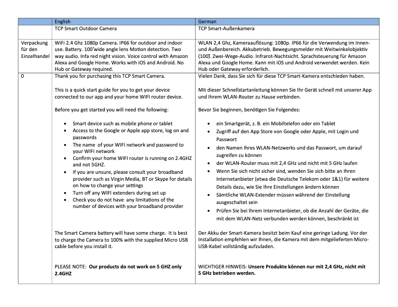 Image de la première page du manuel de l'appareil Smart Outdoor Camera