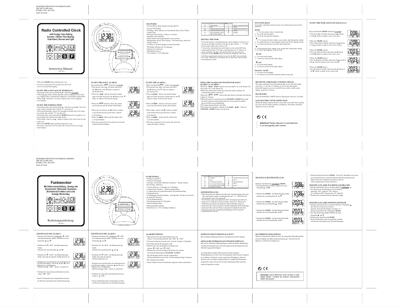 Page n°1 - Manuel utilisateur Techno Line WT 191