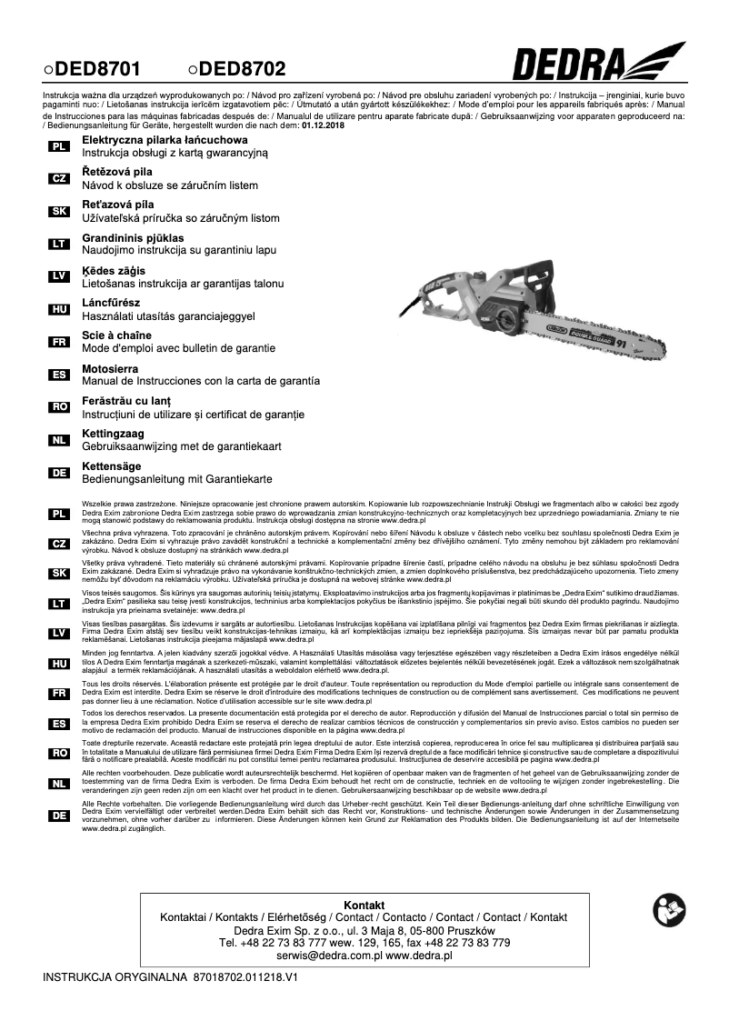 Image de la première page du manuel de l'appareil DED8701