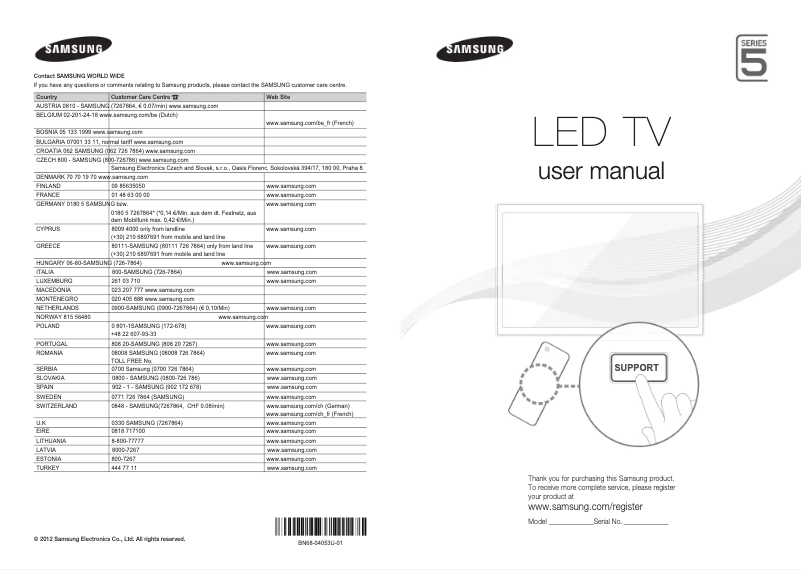 Page 1 de la notice Manuel utilisateur Samsung UE32EH5300