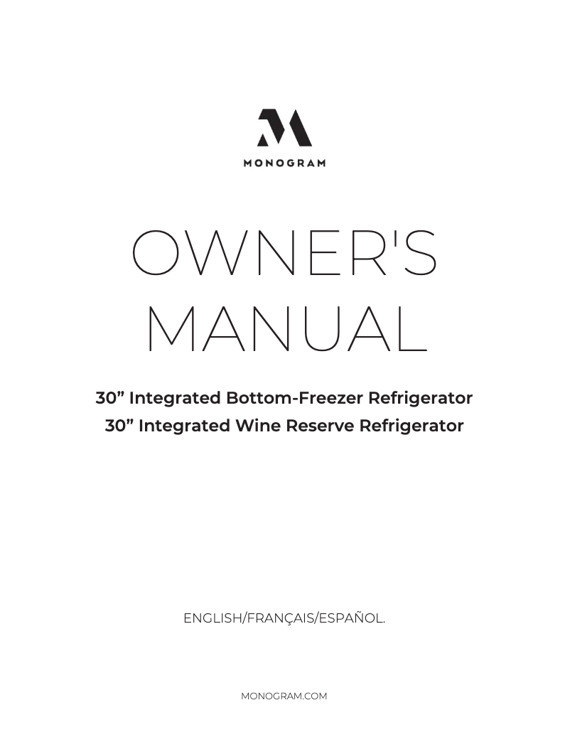 Page n°1 - Manuel d'utilisation et d'entretien Monogram ZIW303NPPII