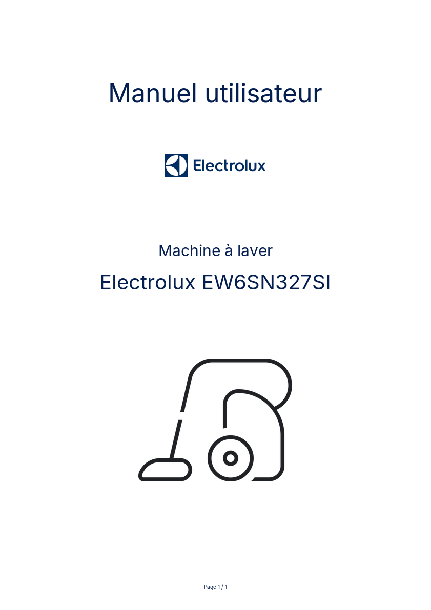 Image de la première page du manuel de l'appareil EW6SN327SI