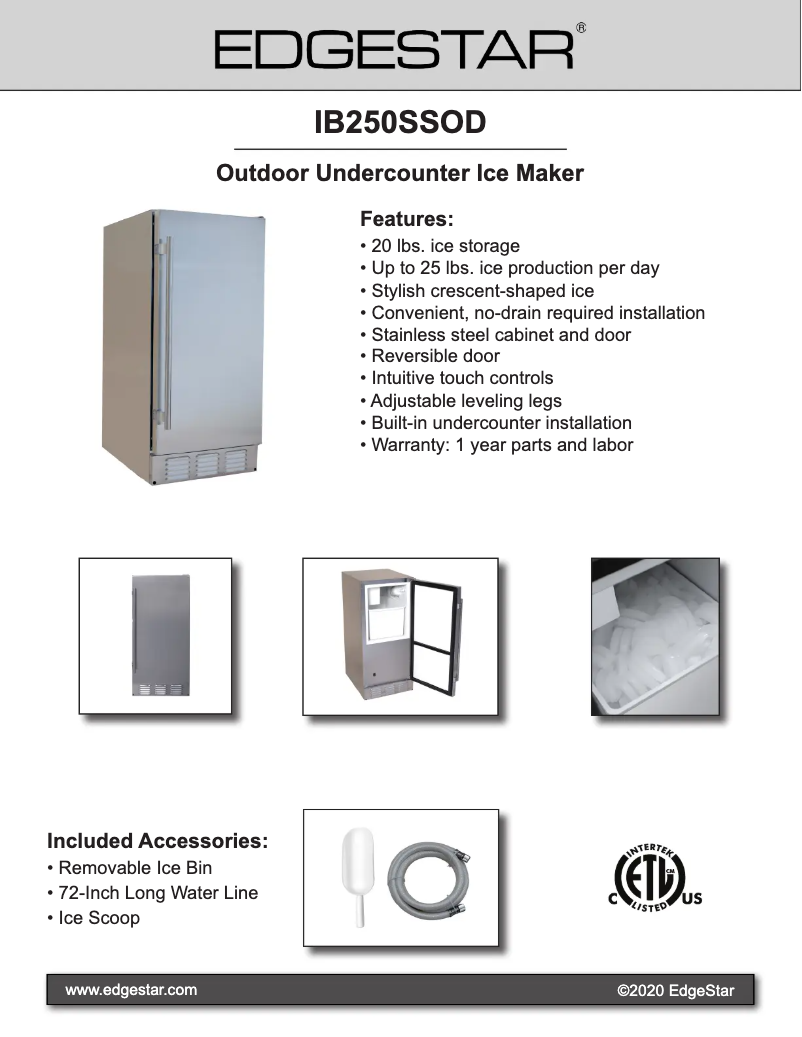 Image de la première page du manuel de l'appareil IB250SSOD