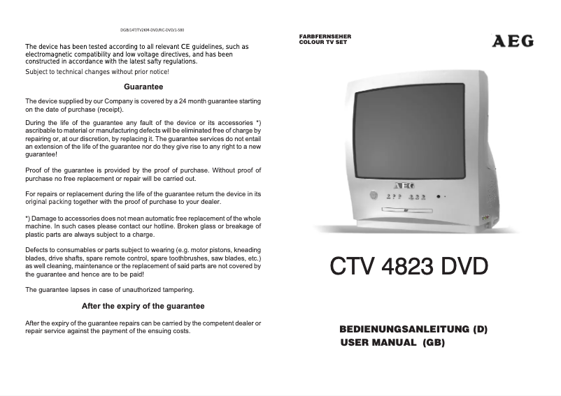 Page 1 de la notice Manuel utilisateur AEG CTV 4823 DVD
