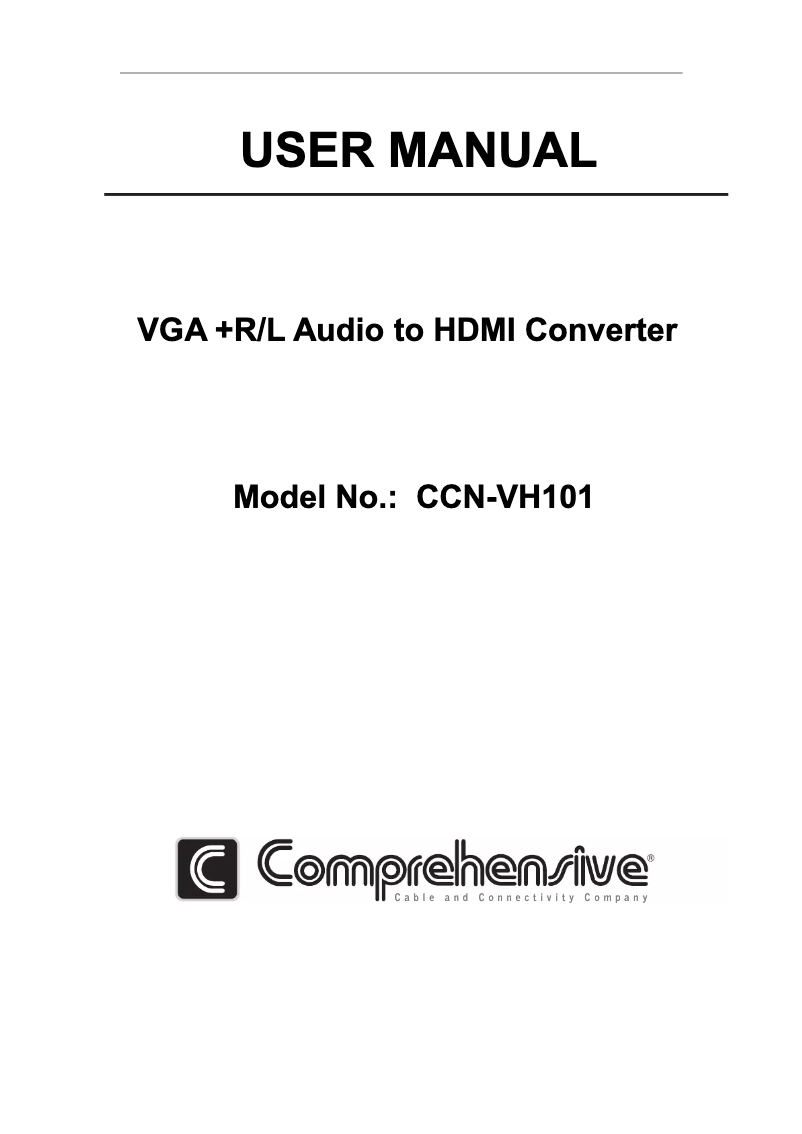 Page 1 de la notice Manuel utilisateur Comprehensive CCN-VH101