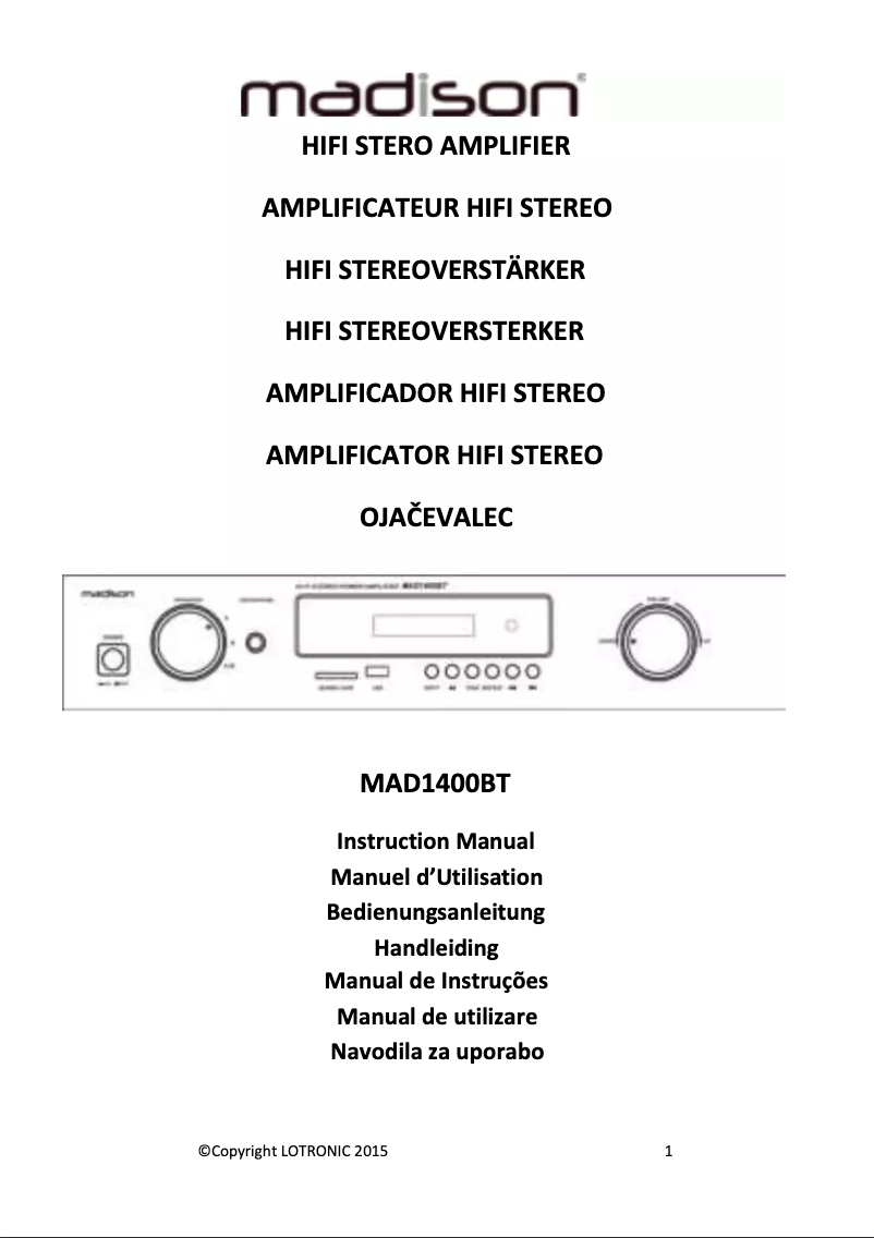 Page n°1 - Manuel utilisateur Madison MAD1400BT
