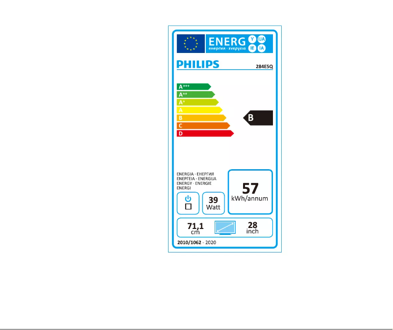 Página 1 del manual Etiqueta energética Philips 284E5QHAD