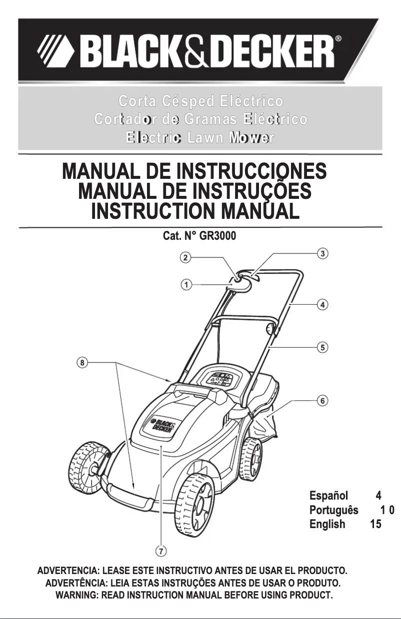 Image de la première page du manuel de l'appareil GR3000
