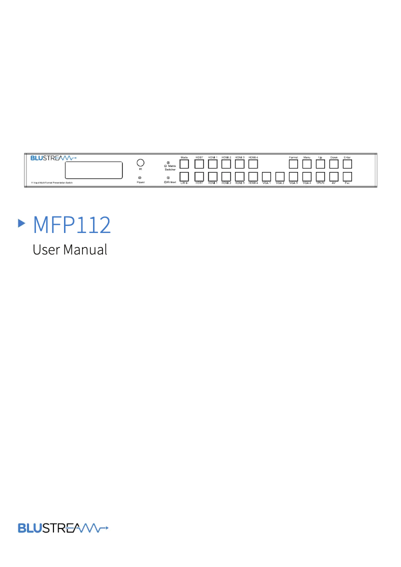 Page n°1 - Manuel utilisateur Blustream MFP112