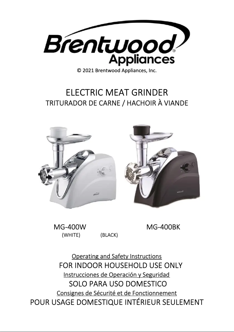 Page 1 de la notice Manuel utilisateur Brentwood MG-400W