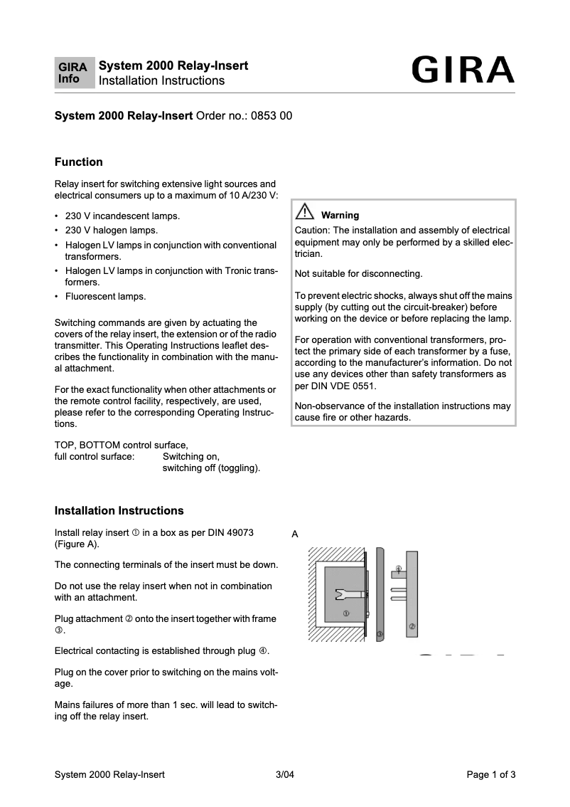 Página 1 del manual Manual de usuario Gira System 2000