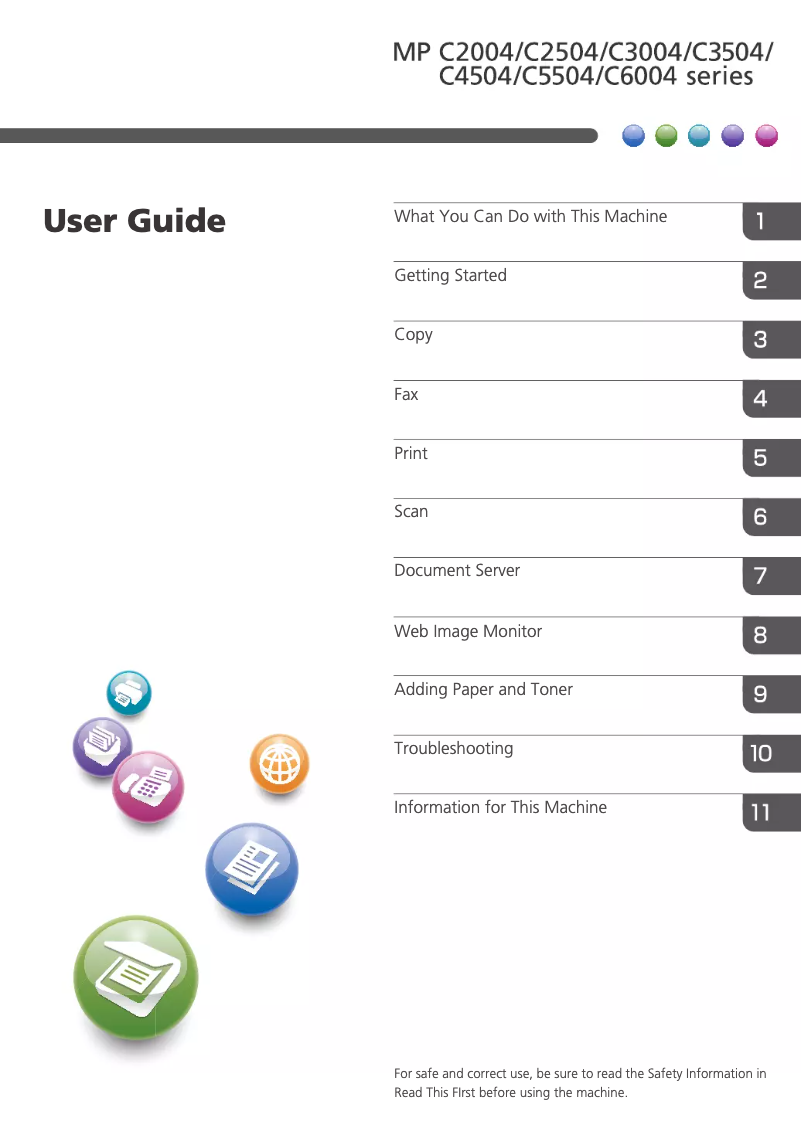 First page image of the manual for MP C5504SP
