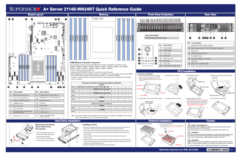 Image de la première page du manuel de l'appareil A+ Server 2114S-WN24RT