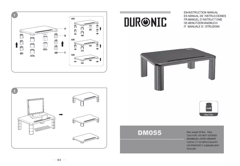 Page n°1 - Manuel utilisateur Duronic DM055