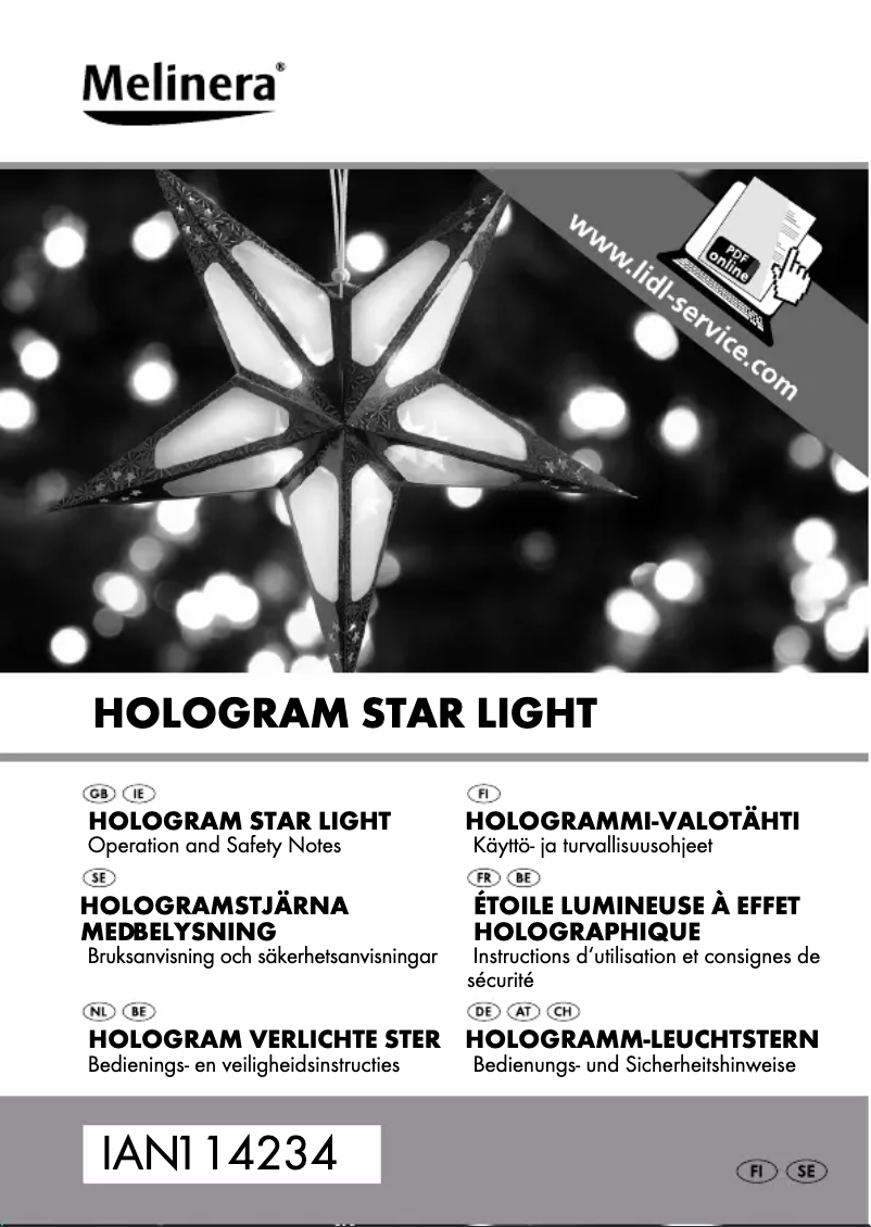 Page 1 de la notice Manuel utilisateur Melinera IAN 114234