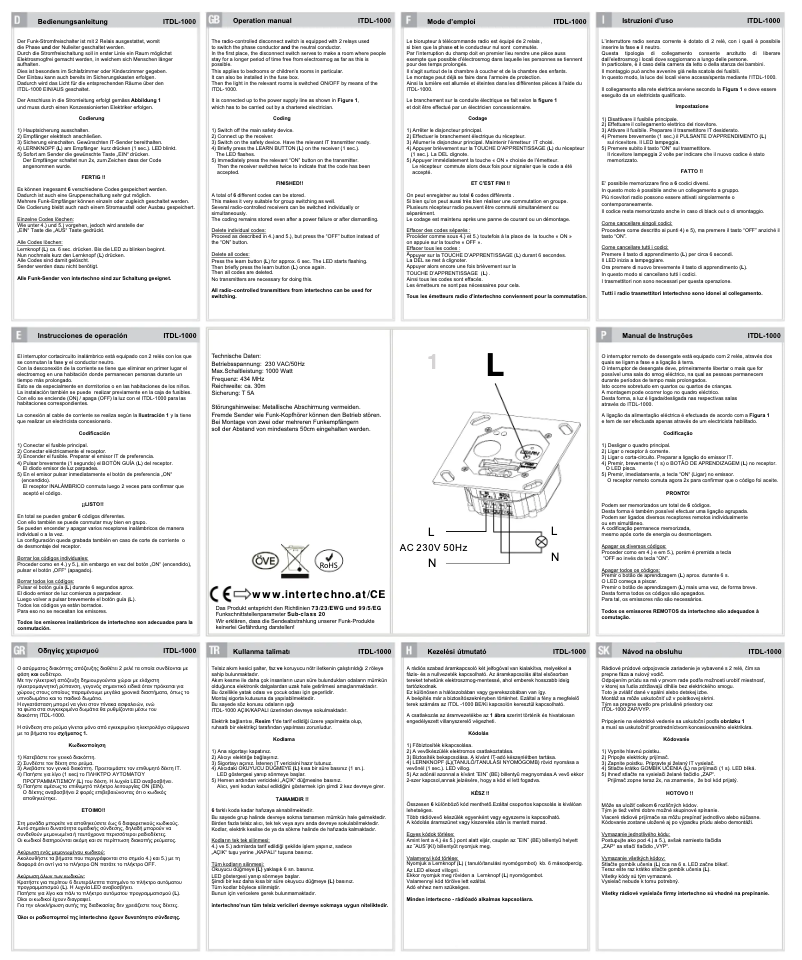 Image de la première page du manuel de l'appareil ITL-1000
