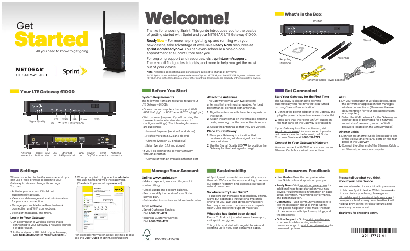 Page n°1 - Guide de démarrage rapide Netgear LG6100D
