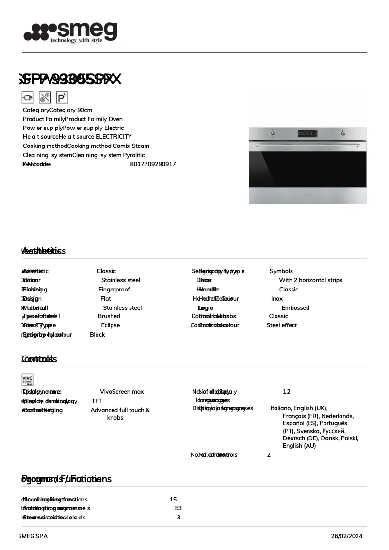 Image de la première page du manuel de l'appareil SFPA9305SPX