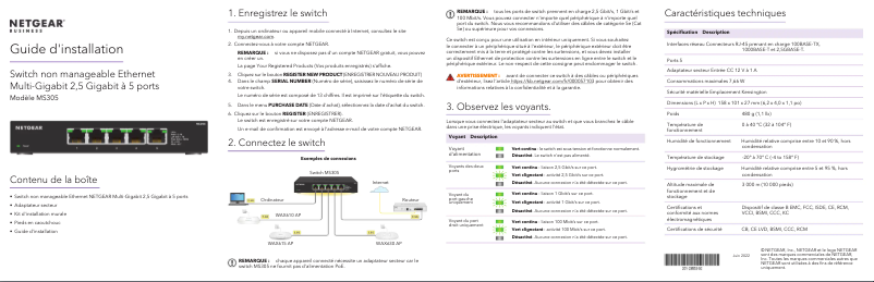 Page n°1 - Guide d'installation Netgear MS305