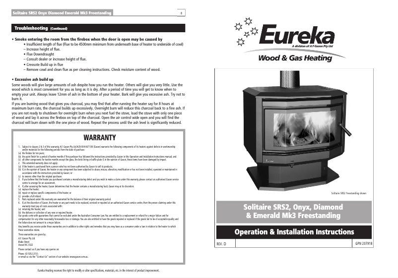 Page 1 de la notice Manuel utilisateur Eureka Solitaire SRS2