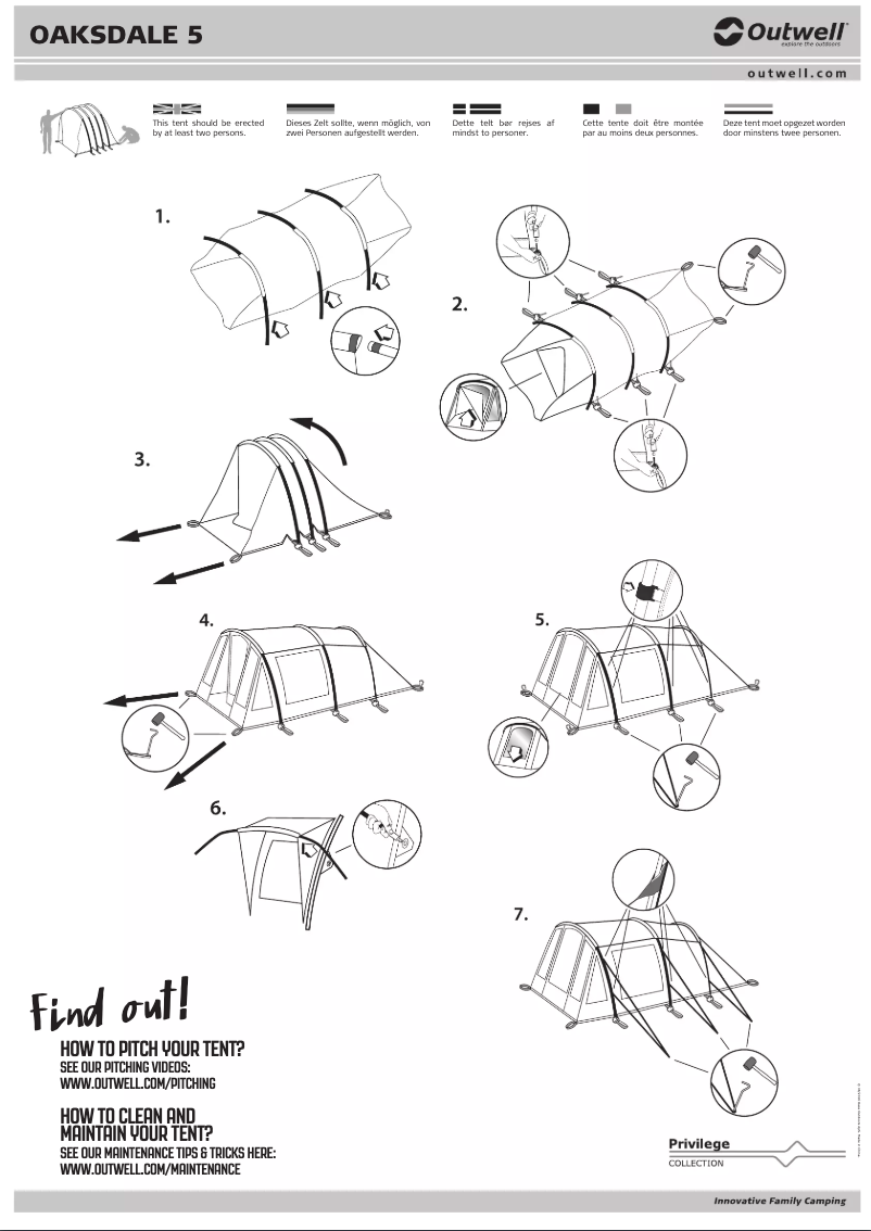Page 1 de la notice Manuel utilisateur Outwell Oaksdale 5