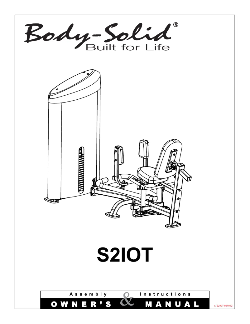 Page 1 de la notice Manuel utilisateur Body-Solid S2IOT
