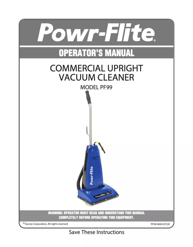 Image de la première page du manuel de l'appareil PF99