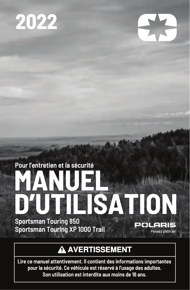 Page 1 de la notice Manuel utilisateur Polaris Sportsman Touring XP 1000 Trail (2022)