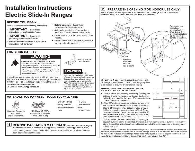 Page n°1 - Guide d'installation Hotpoint RB525DHWW