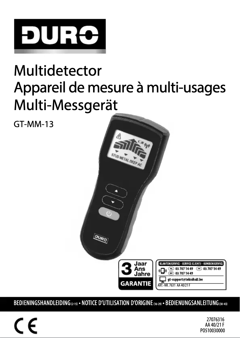 Image de la première page du manuel de l'appareil GT-MM-13