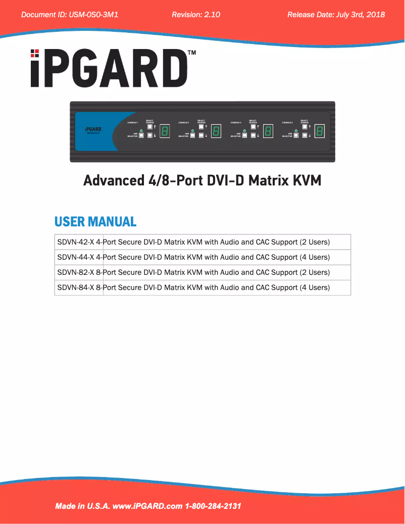 Page n°1 - Manuel utilisateur iPGARD SDVN-84-X