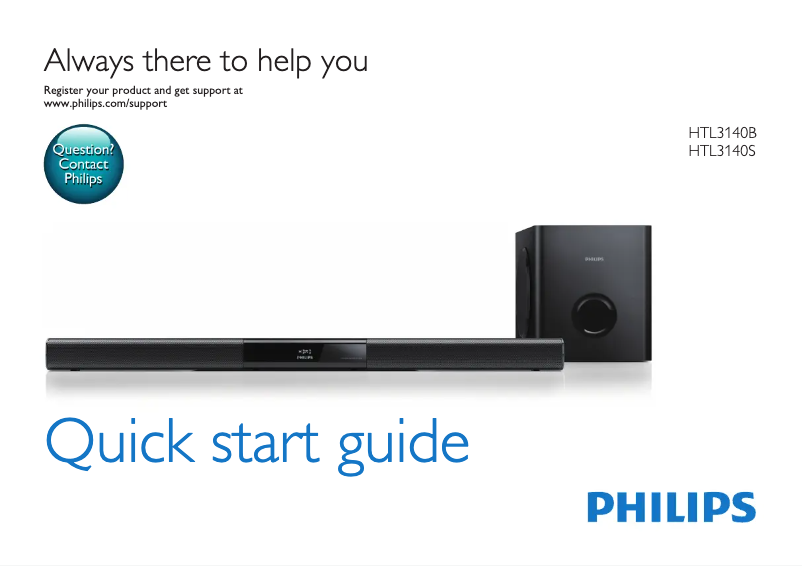 Page 1 de la notice Guide de démarrage rapide Philips HTL3140B