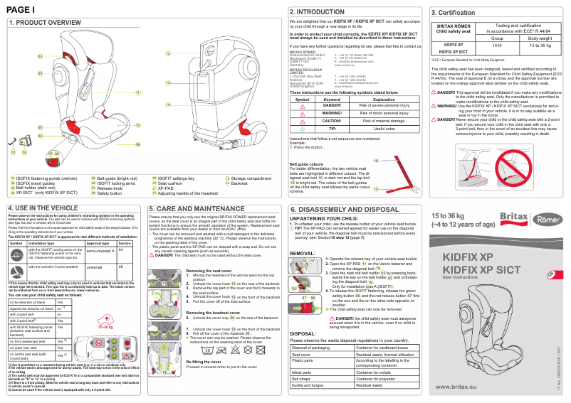Page n°1 - Manuel utilisateur Römer Kidfix XP Sict