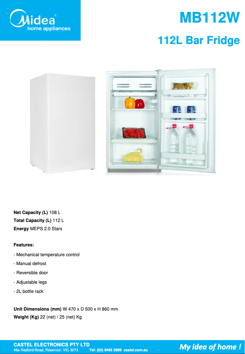 Page n°1 - Fiche technique Midea MB112W