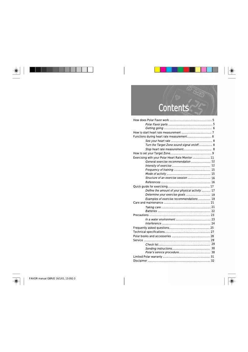Page n°1 - Manuel utilisateur Polar Favor