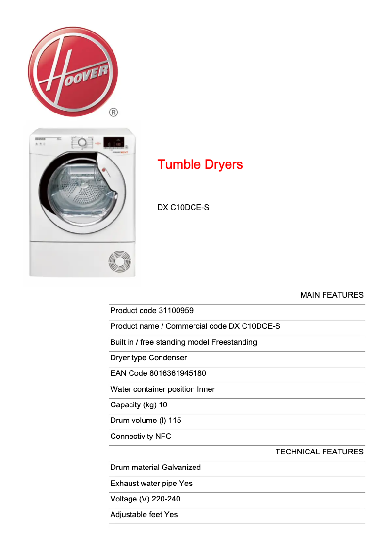 Image de la première page du manuel de l'appareil DX C10DCE-S