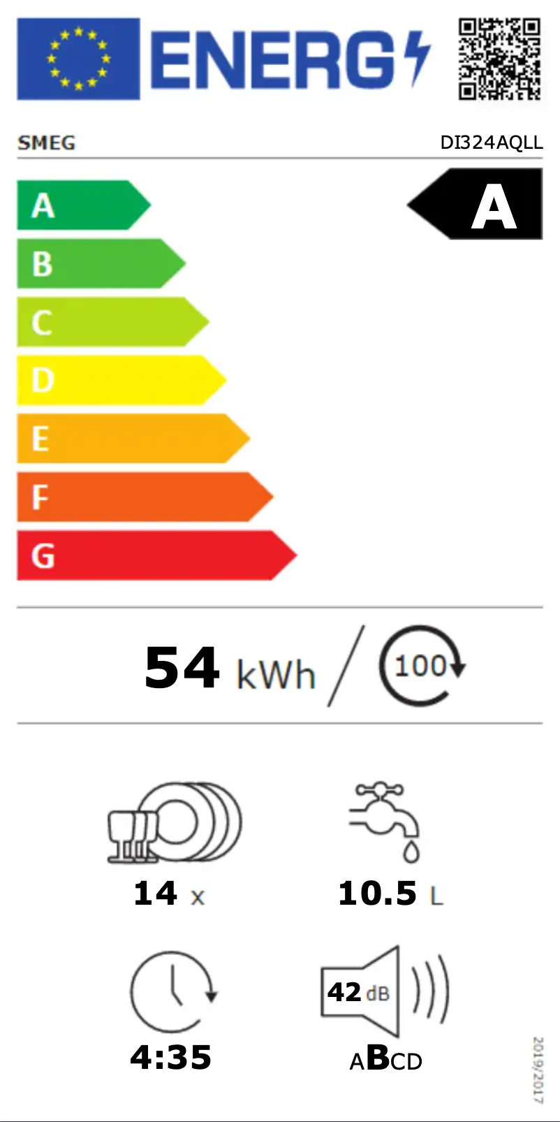 Page n°1 - Label énergétique Smeg DI324AQLL