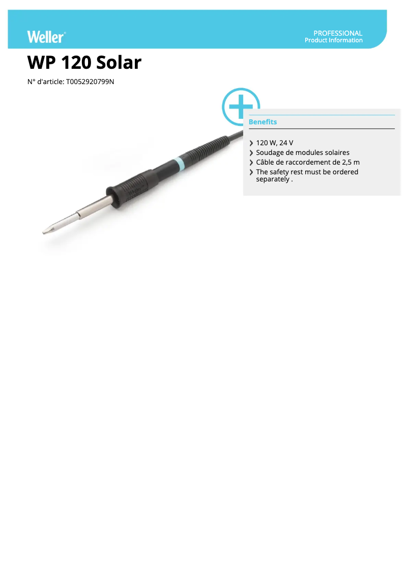 Page n°1 - Fiche technique Weller WP 120