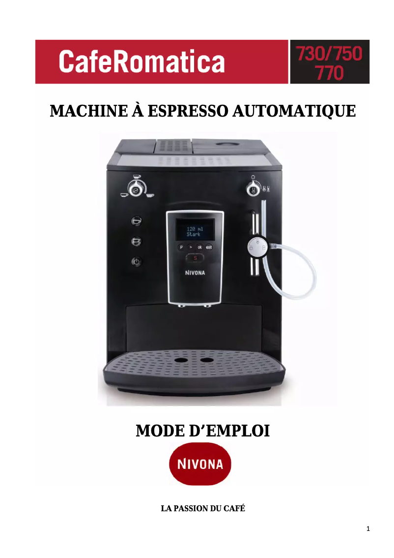 Page 1 de la notice Manuel utilisateur Nivona CafeRomatica 720